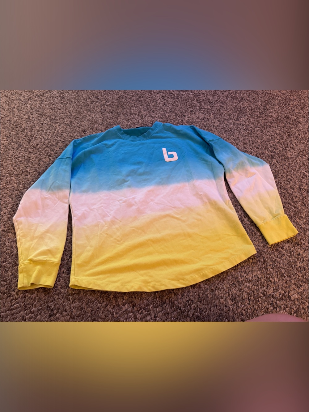 Women’s Burn Boot Camp Ombre Long Sleeve Pullover - Blue, White & Yellow